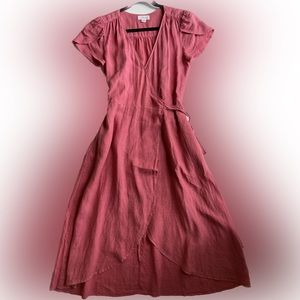Velvet by Graham & Spencer Rose Color, Wrap Dress , Linen, Size Small